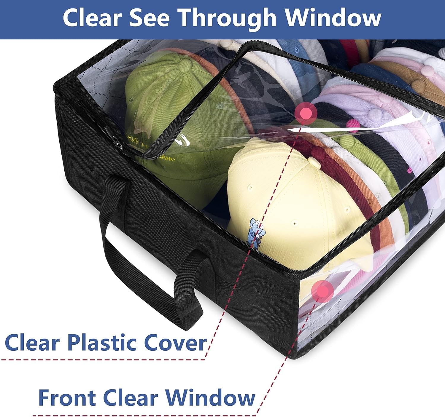 Hat Storage Dust Bag Baseball Hat Cap Organizer Clear Rack Zipper Cap Holder US