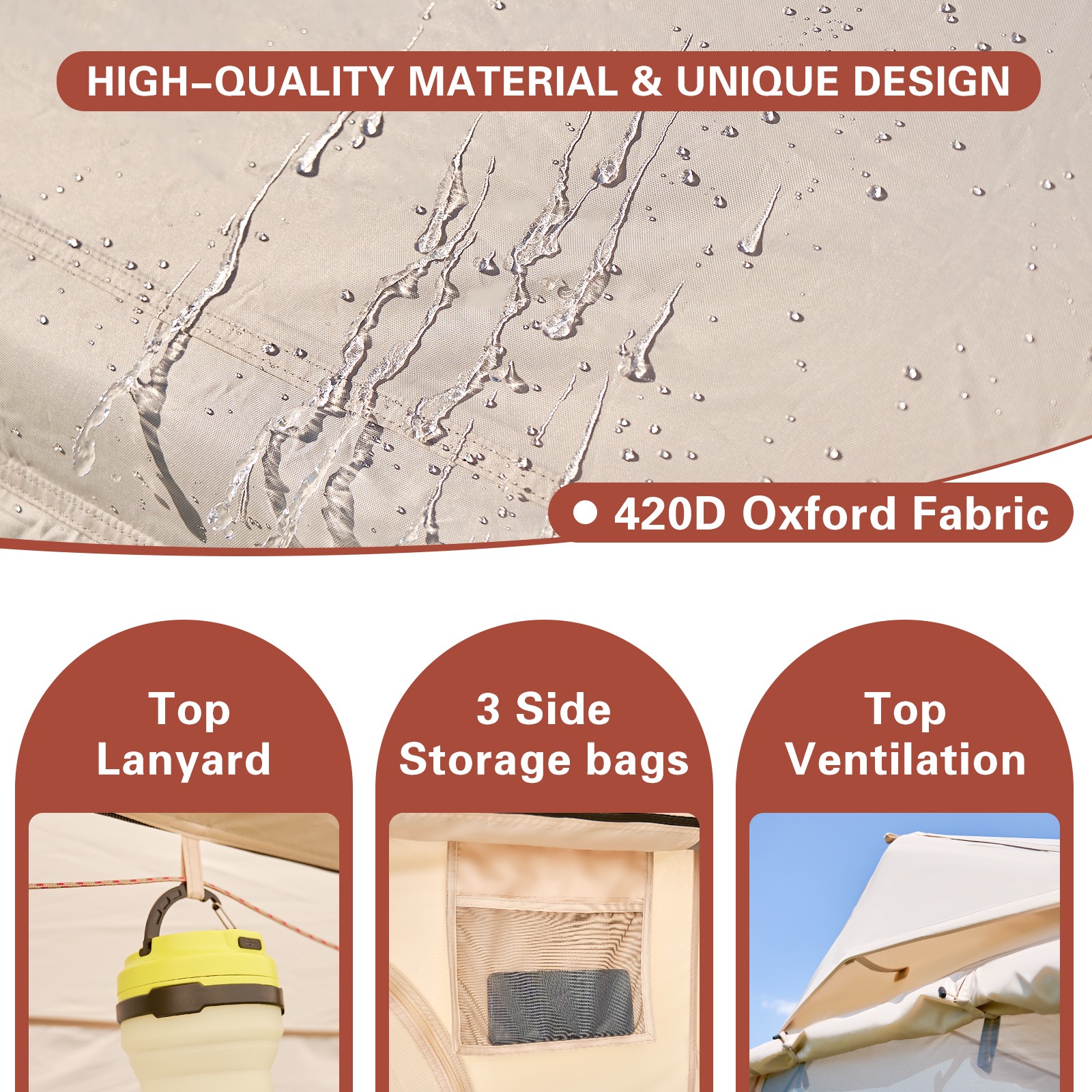 Portable Inflatable Camping Tent 6 Person Waterproof w/ Stove Jack Window