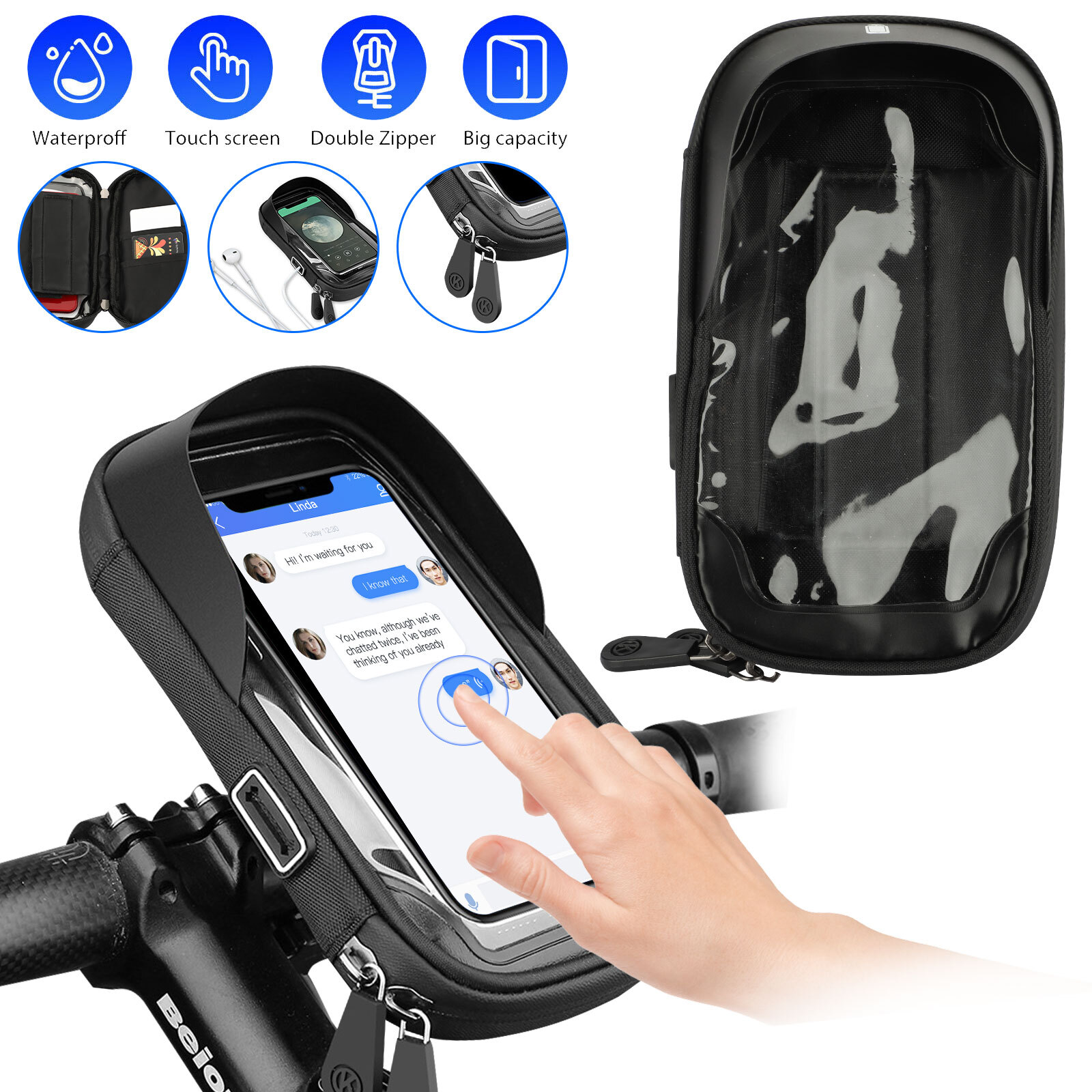 360 Rotation Motorcycle Bicycle Bike Handlebar Cell Phone Mount Holder Bag Case