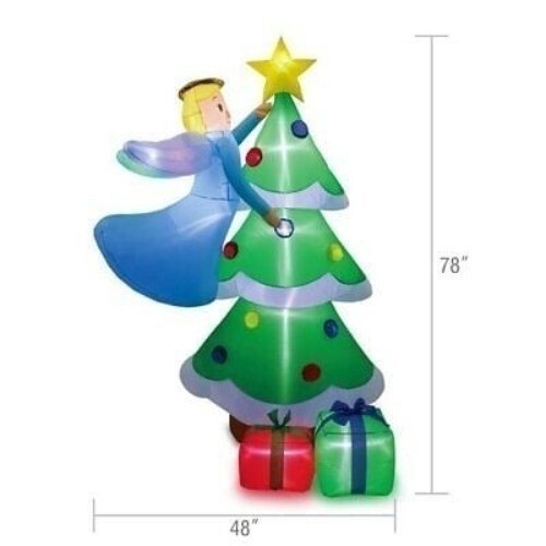 Holiday Time Flying Angel Decorating Tree Inflatable, 6.5FT Christmas Lights Up