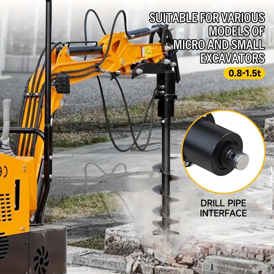 Mini Excavator Attachment 200mm Hydraulic Auger, New, Free Shipping