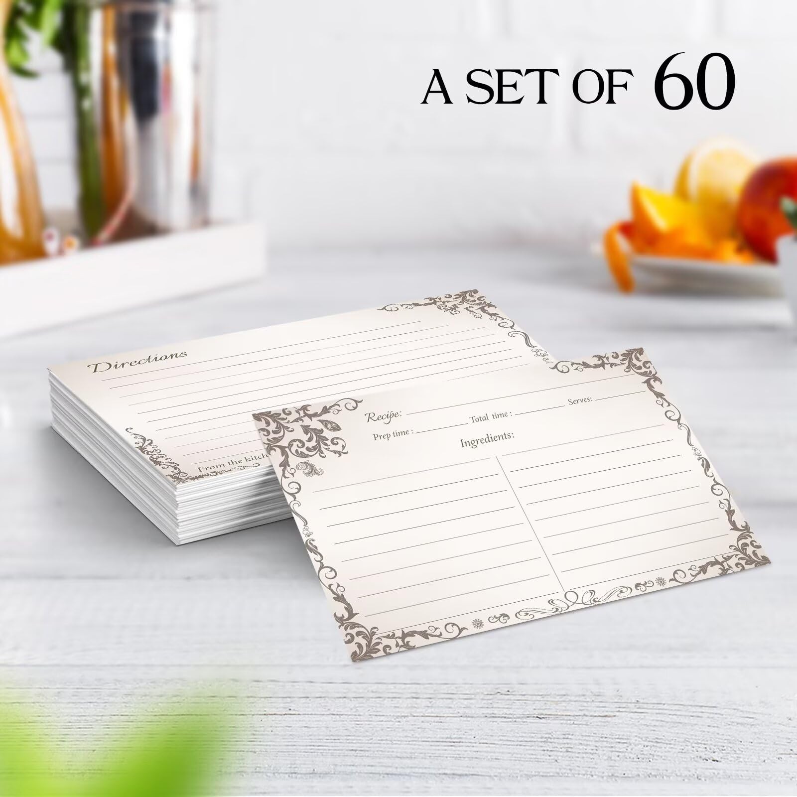 4x6 Blank Recipe Cards 60Pack Line Art Design for Cooking, Bridal Showers, W...