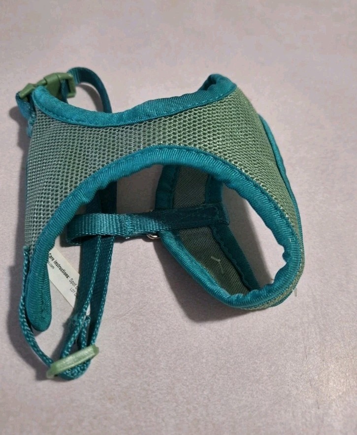 Mesh Cat Harness Adjustable For Cats Blue/Green XS-S Neck 8-12", Chest 12-17"