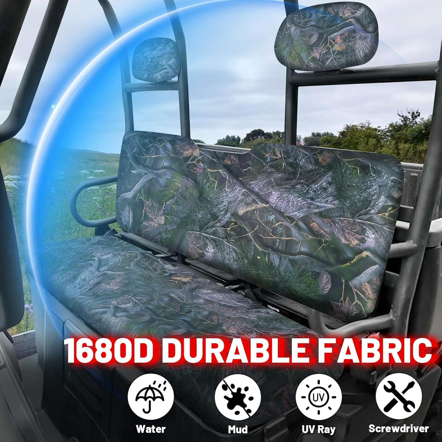 UTV Ranger Seat Covers, Camo Waterproof Seat Covers Compatible with Polaris Rang