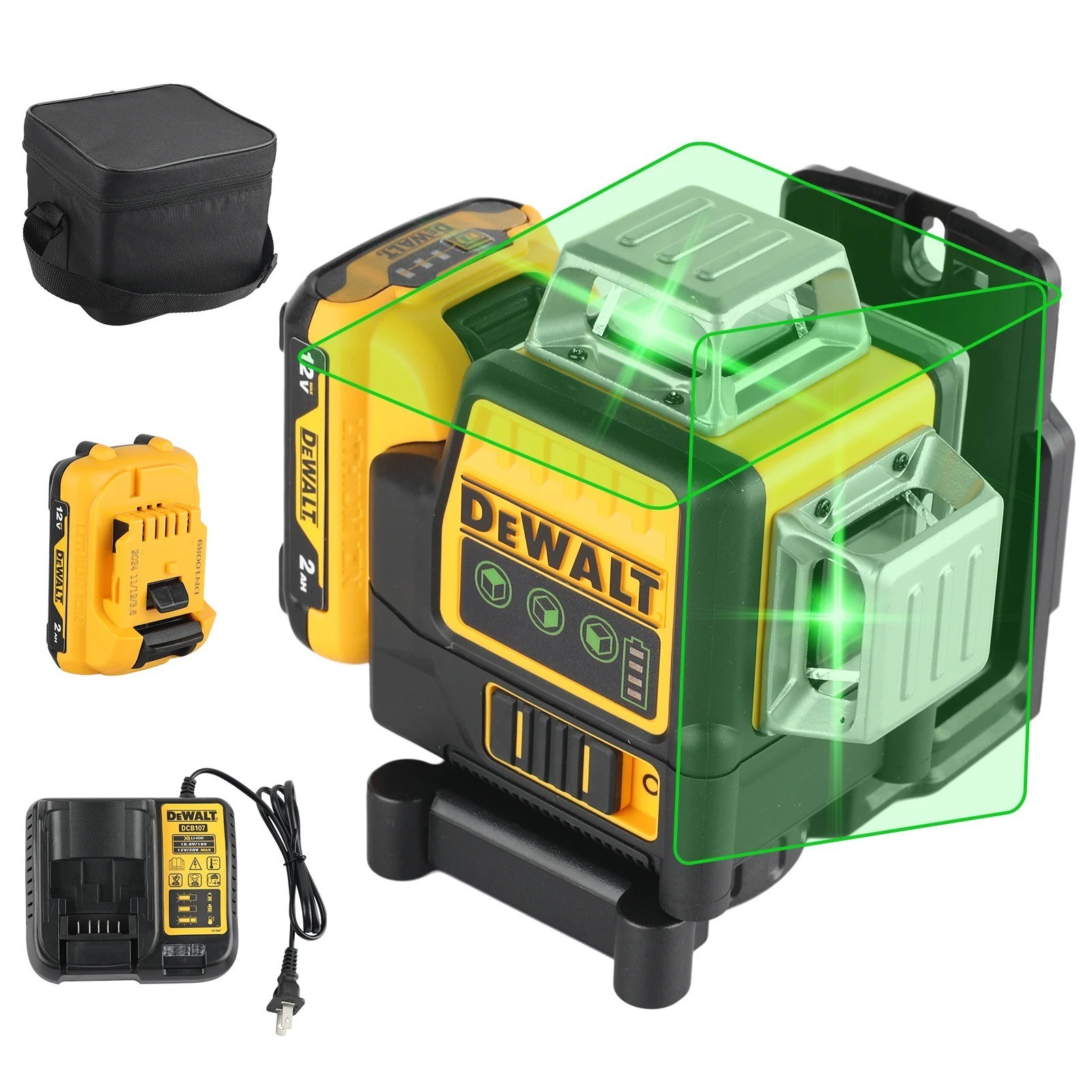 DeWalt DW089LG 12V Green Line 3 x 360 Laser Level Laser + Battery + Charger