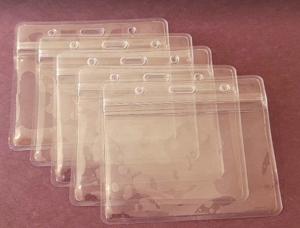 5 ID Horizontal Badge Plastic Holder Zip Lock Zipper ID Card Waterproof