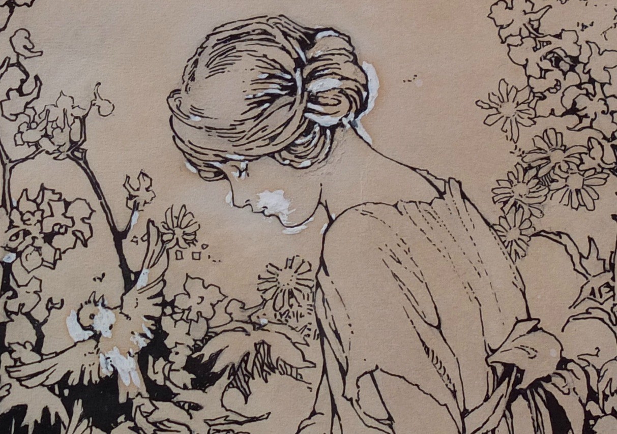 Margaret Ely Webb Original Drawing For Elise Margaret Storke Bookplate In Frame