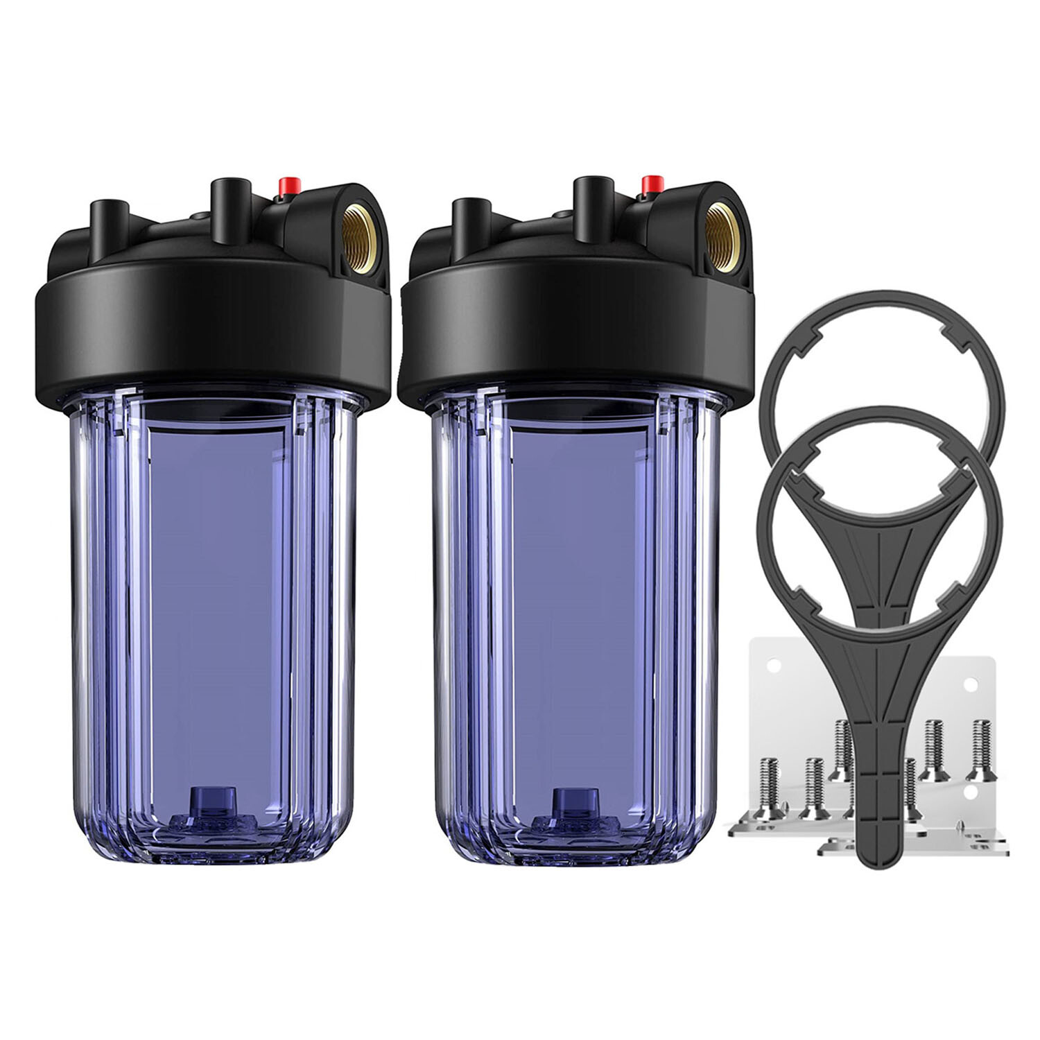 2 Pack 10 Inch Clear Home RO Whole House Water Filter Housing 4.5" x 10" System
