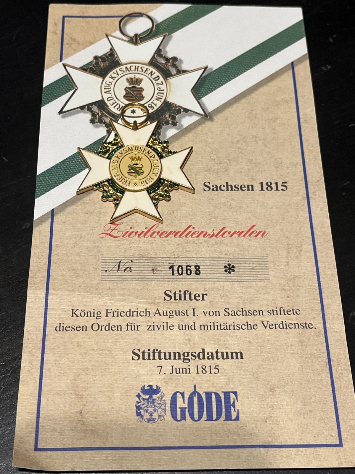 GODE - German Order of Bivilverdienst Civil Merit - 1815 - COA
