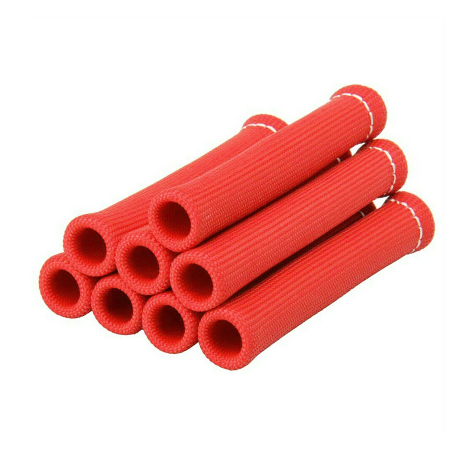 8Pcs 2500° 6" Spark Plug Wire Boots Protector Sleeve Heat Shield Cover Red