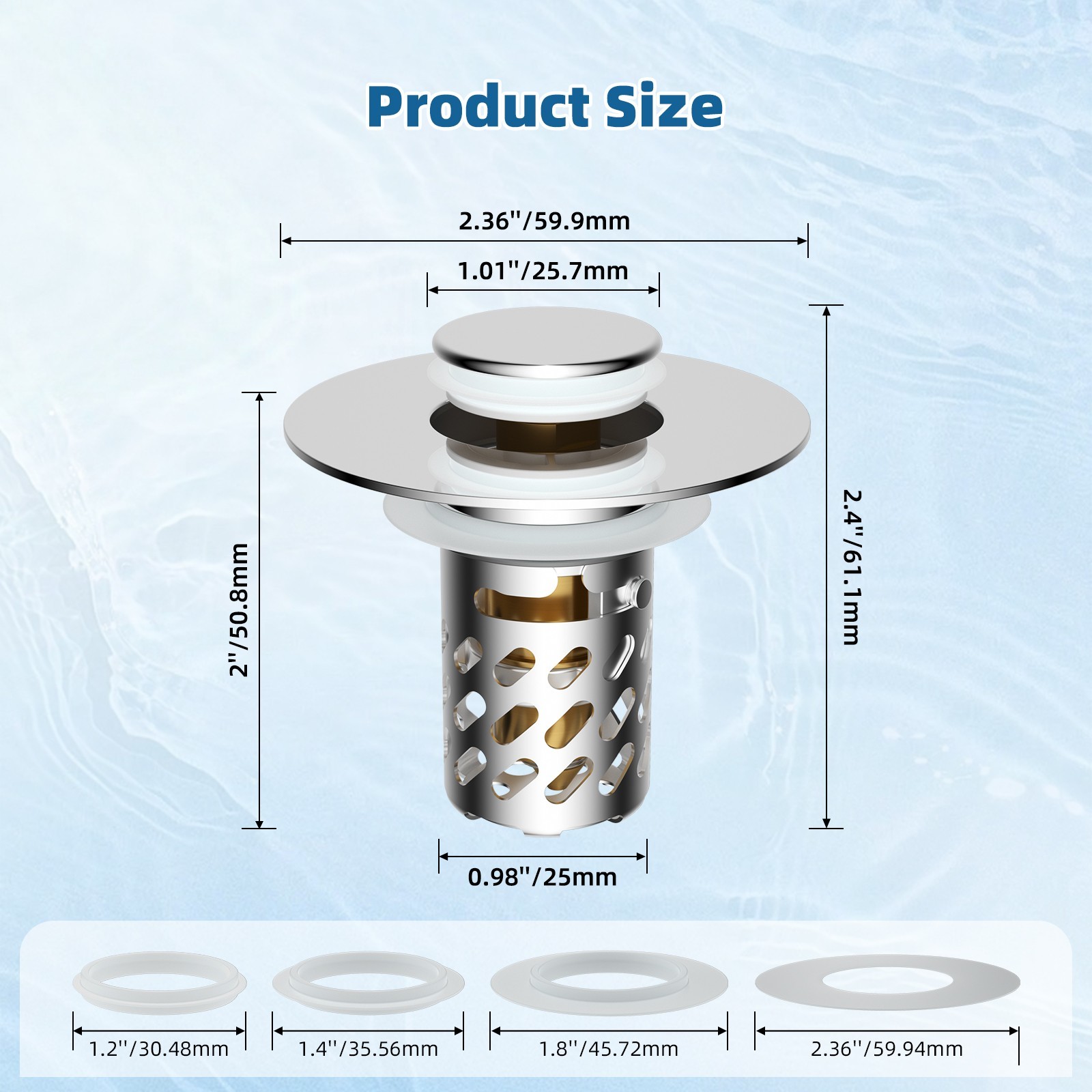 Universal Bathroom Sink Stopper Pop Up Drain Strainer Hair Catcher Filter Basket