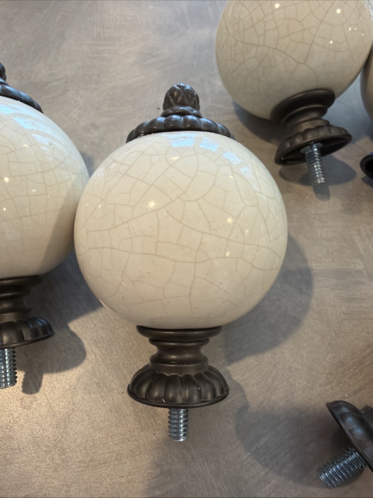 Alan And Roth Crackled Porcelain Curtain Finials