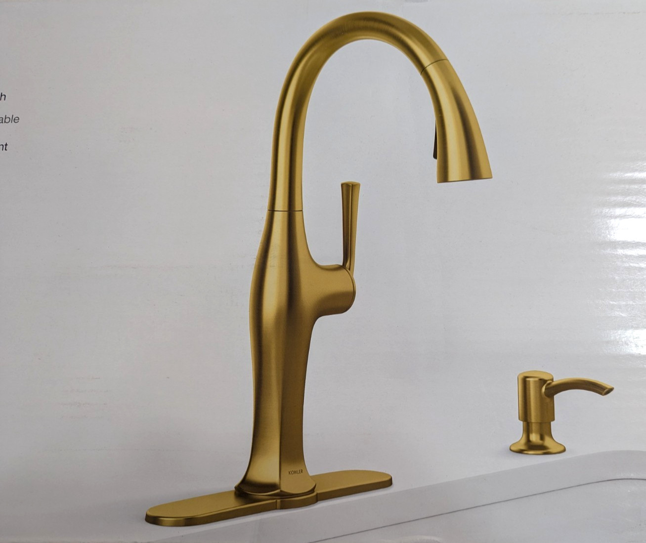 KOHLER Sundae Pull Down Sprayer Kitchen Faucet in Vibrant Brushed Moderne Brass