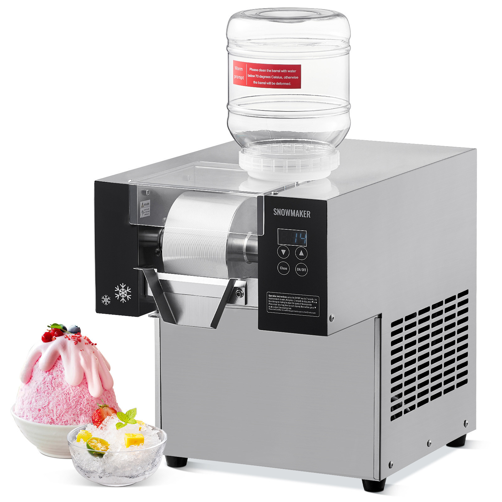 Commercial Snowflake Ice Machine 176LBS/24H Ice Shaver Snow Cone for Ice Cream