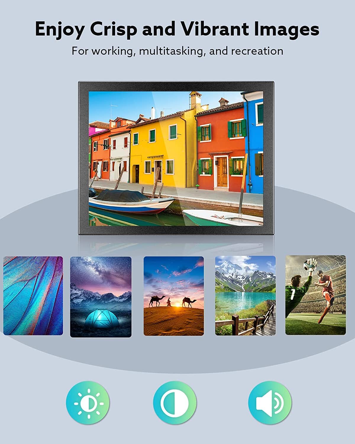 8" Small HD Monitor 1024x768 Built-in Speaker for CCTV CCD HDMI/VGA/AV for PS5