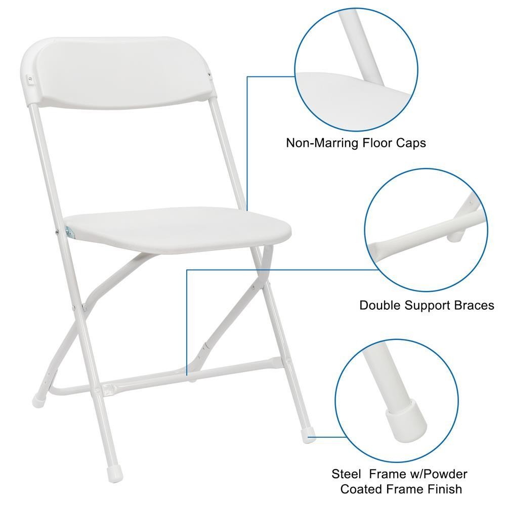 20PCS Commercial White Plastic Folding Chairs Stackable Wedding Picnic Party