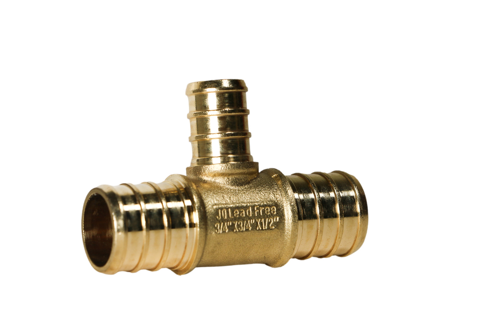 1 Pack XFITTING 3/4" x 3/4" x 1/2" Pex Tee Crimp Fitting, Lead Free Brass
