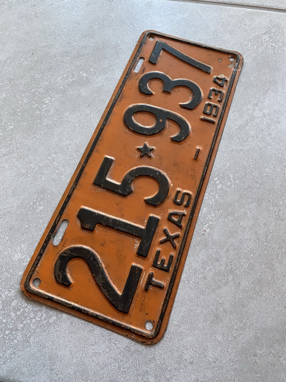 VINTAGE 1934 PASSENGER TEXAS LICENSE PLATE ORIGINAL PAINT