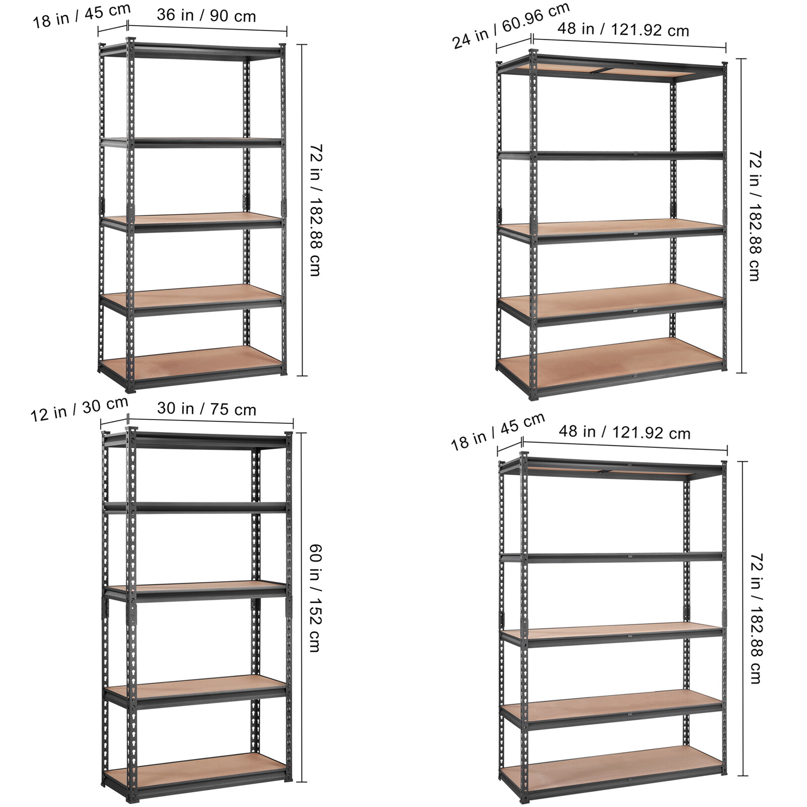 VEVOR Storage Shelving Unit Garage Storage Rack 5-Tier Adjustable 2000 lbs Load