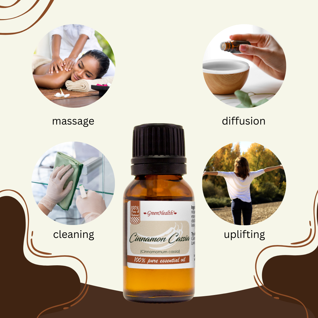 GreenHealth Cinnamon (Cassia) Essential Oil 100% Pure Many Sizes Free Shipping