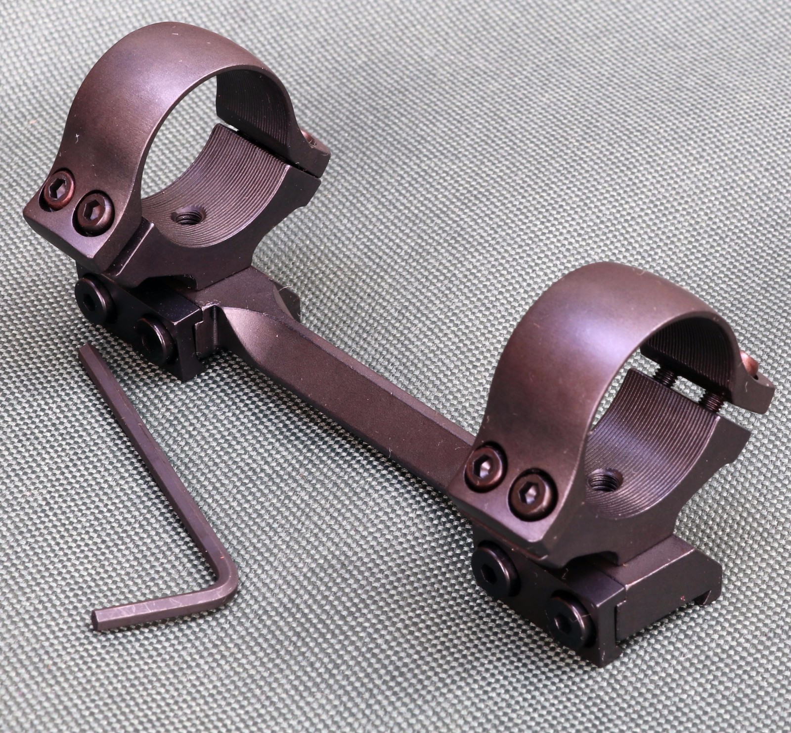 CZ527 1 piece rifle scope mounts, 30mm rings and base, STEEL MATTE finish.