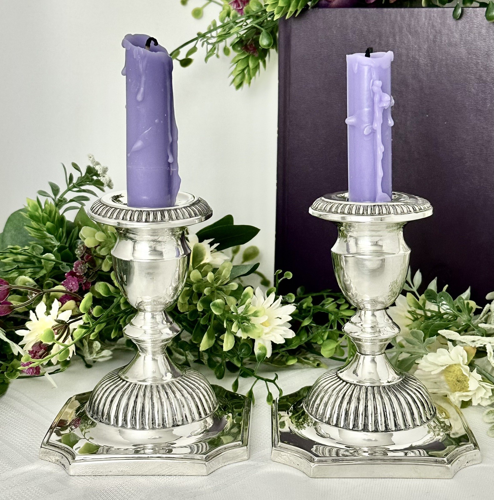 Sterling Hunt Silver Georgian Reproduction Sterling Candlesticks Candle Holders