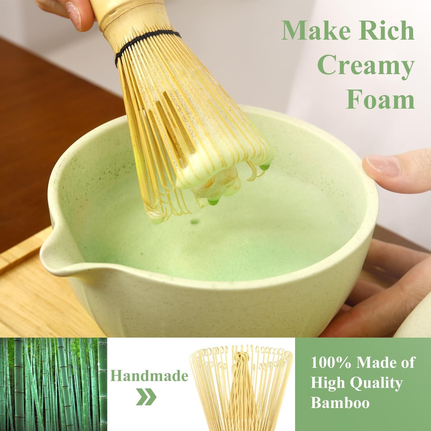 Matcha Whisk Set, Matcha Bowl with Spout, Matcha Whisk & Holder, Stainless