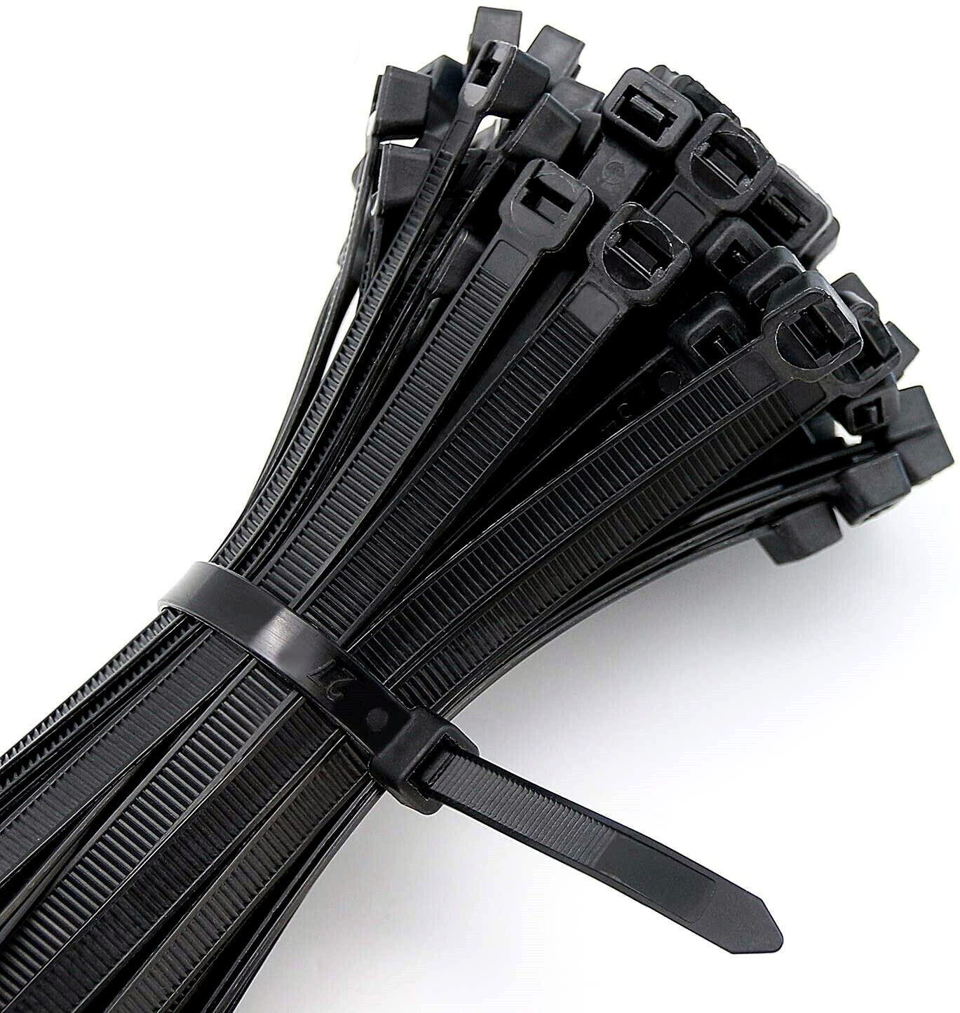 (24" INCH) 10 - 20 PACK BLACK CABLE ZIP TIES Heavy Duty UV Resistant Nylon 66 UL