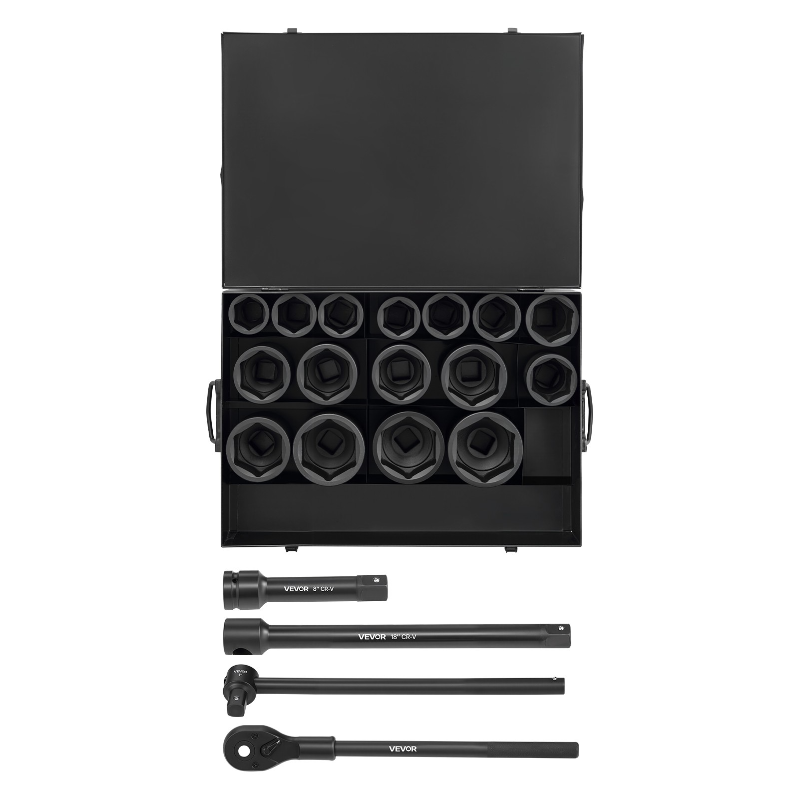 VEVOR 1 in Drive Impact Socket Set 21 Piece Shallow SAE 1-5/8 in to 3-1/8 in