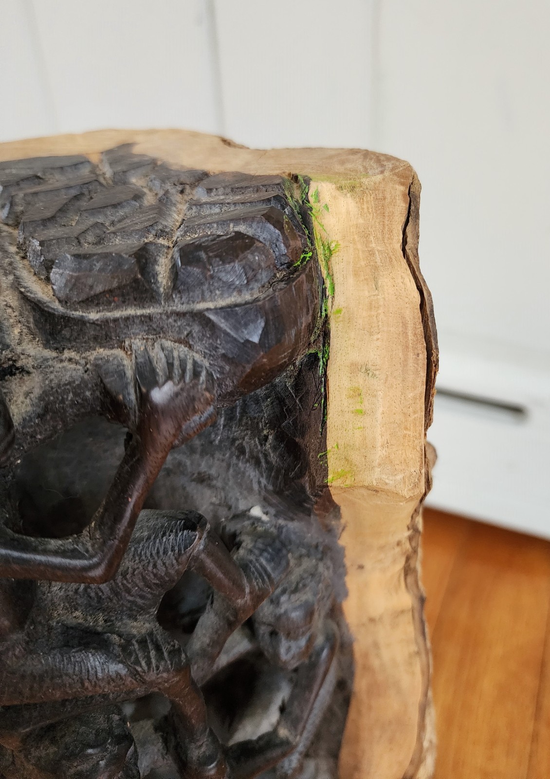 Antique African Makonde Tree of Life Ebony Wood Carving Sculpture Statue