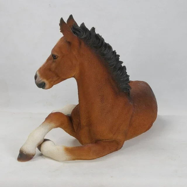 Lying Down Colt Garden Statue Horse Outdoor Decor Home Farm Gift Cute Decoration