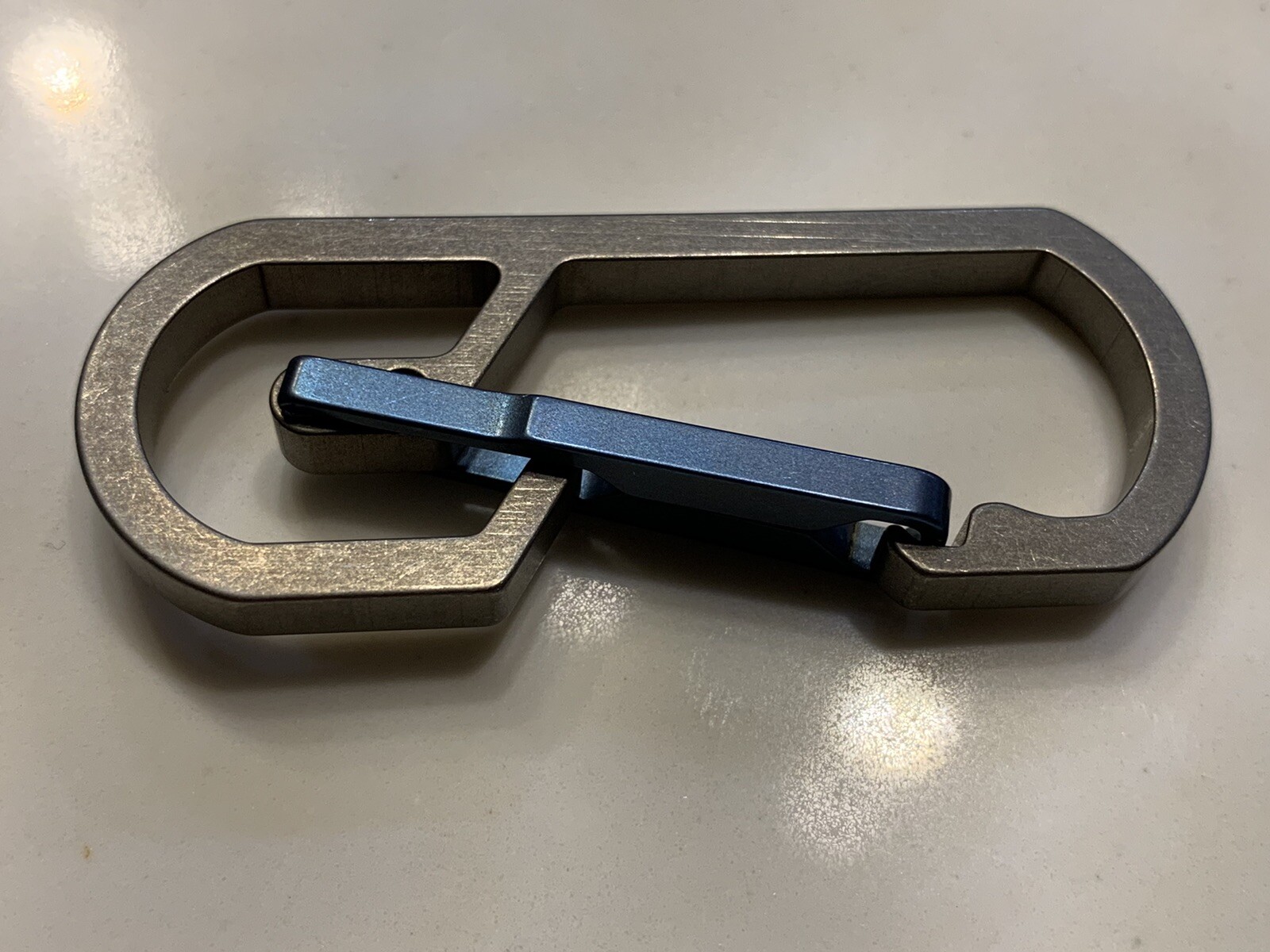 Titanium Carabiner Snap Spring Hook Clip, EDC Keychain, Key Ring, Blue Anodized