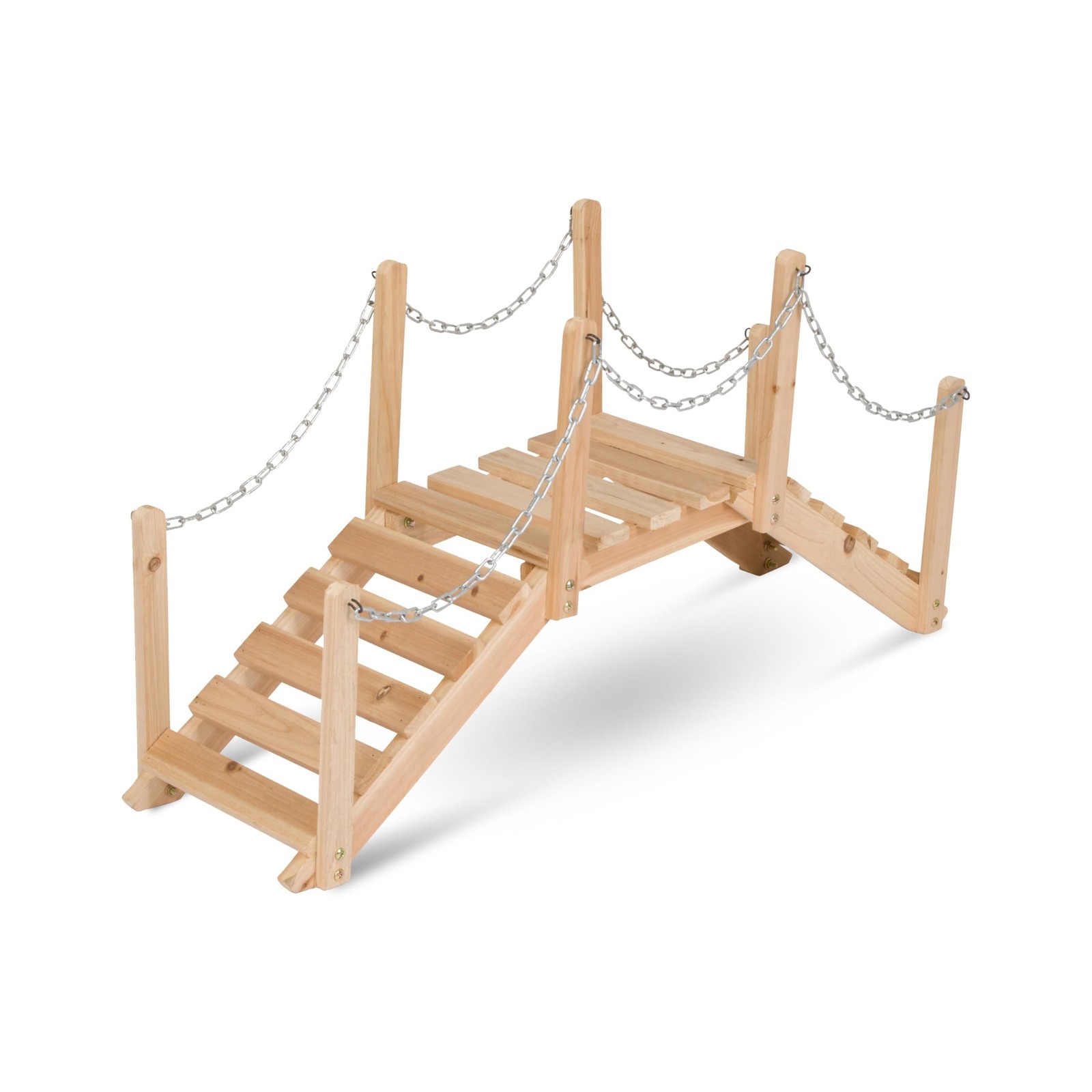 Shine Company 4963N Decorative Cedar Wood Garden Bridge with Side Rails, Natu...