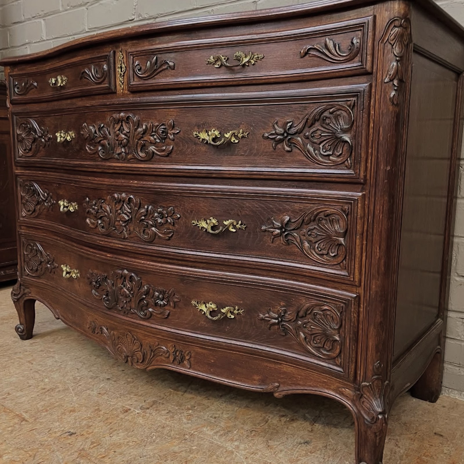 ARRIVES JUN 2025: Antique French Louis XV Style Chest of Drawers Oak Dresser