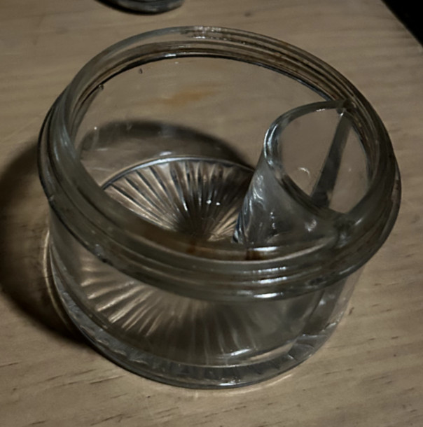 Rexall Vintage Glass Inkwell Apothecary Jar with Metal Lid, Used