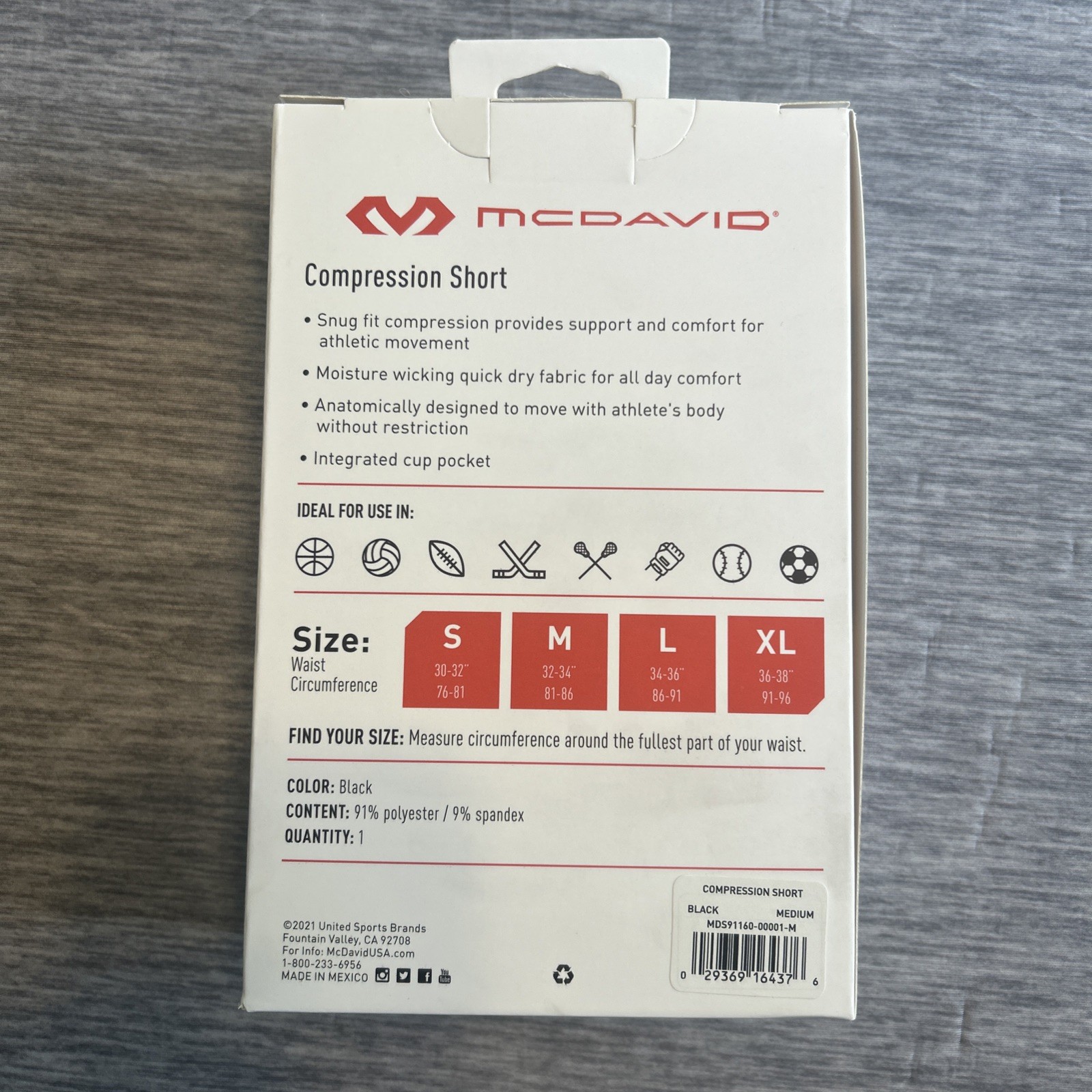 🔥NEW🔥 McDavid Sport Compression Short, Black, Male, AdultSize: M 32/34