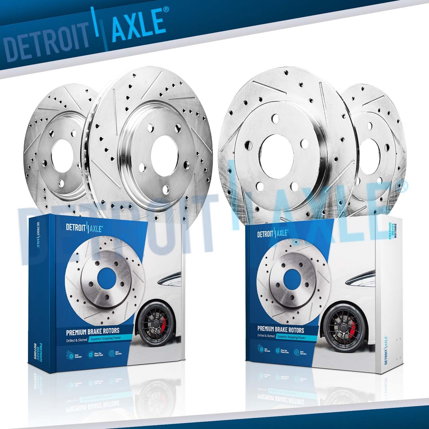 Front and Rear Drilled Brake Rotors Kit for Edge Fusion Lincoln MKX MKZ Nautilus