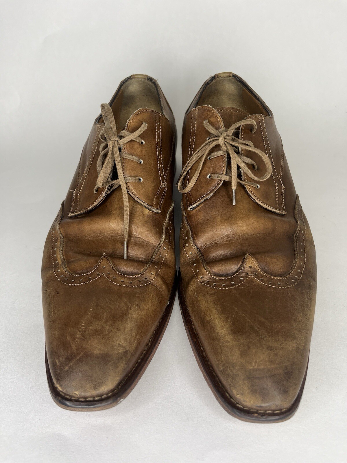 Jose Real Mens Sz 43 (US 10) Brown Leather Oxford Dress Shoes Hand Made In Italy