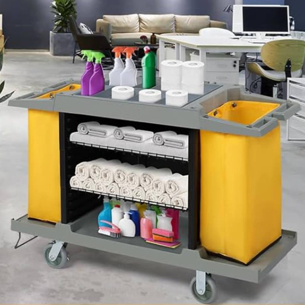 Commercial Traditional Cleaning Janitorial Room Service Housekeeping Cart Gray