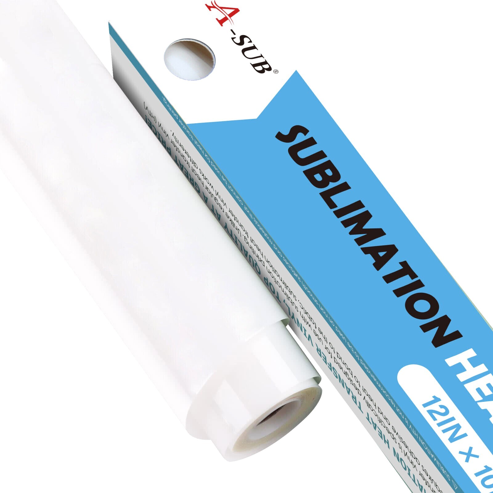 A-SUB Sublimation HTV for Dark Fabrics T-shirt 12" x 10FT-30FT Matte White Vinyl