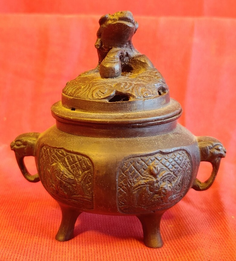Antique Old Vintage Asian Bronze Incense Burner