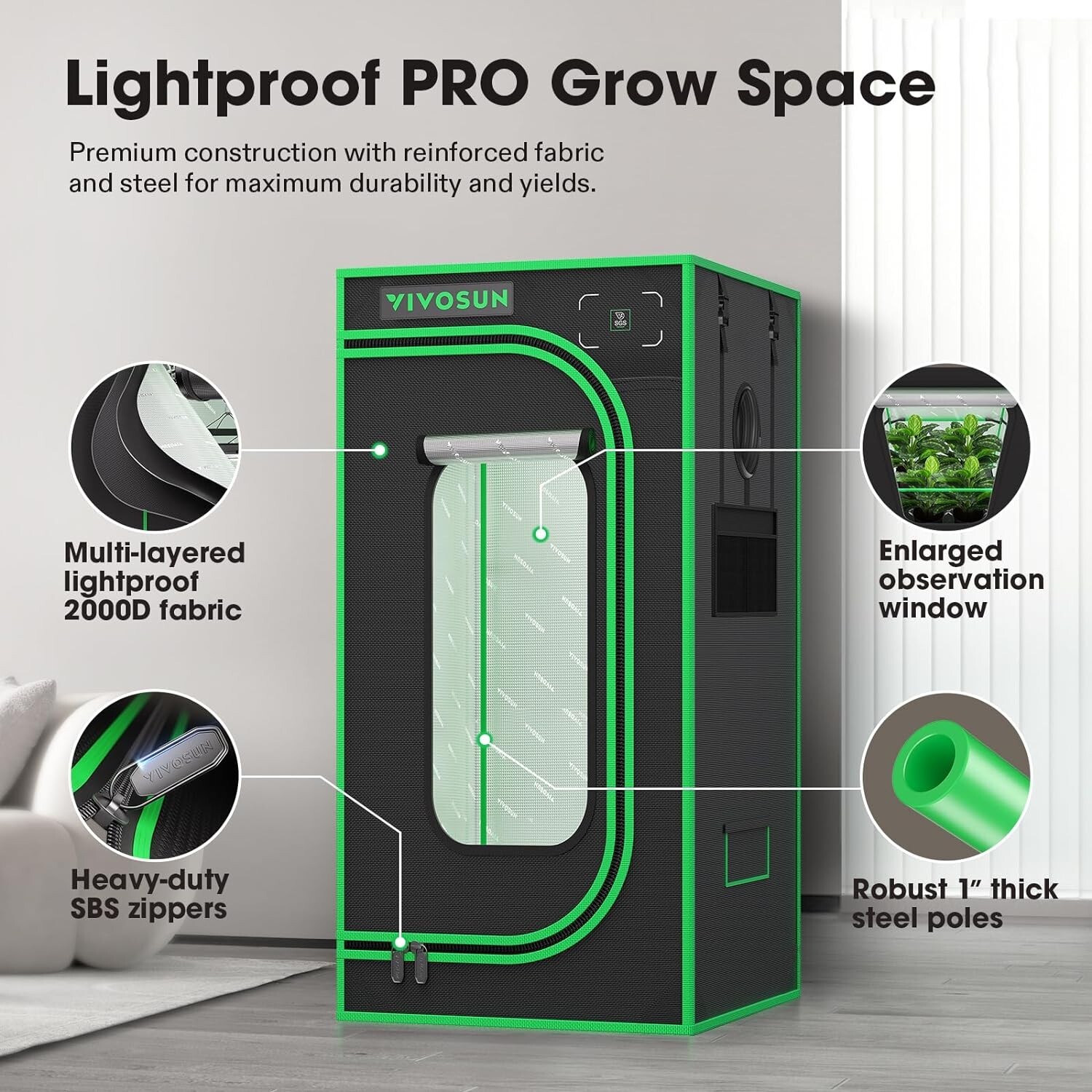 VIVOSUN GIY PRO 4x4ft Grow Tent Smart Kit W/Grow Light,WiFi-Integrated Automatic