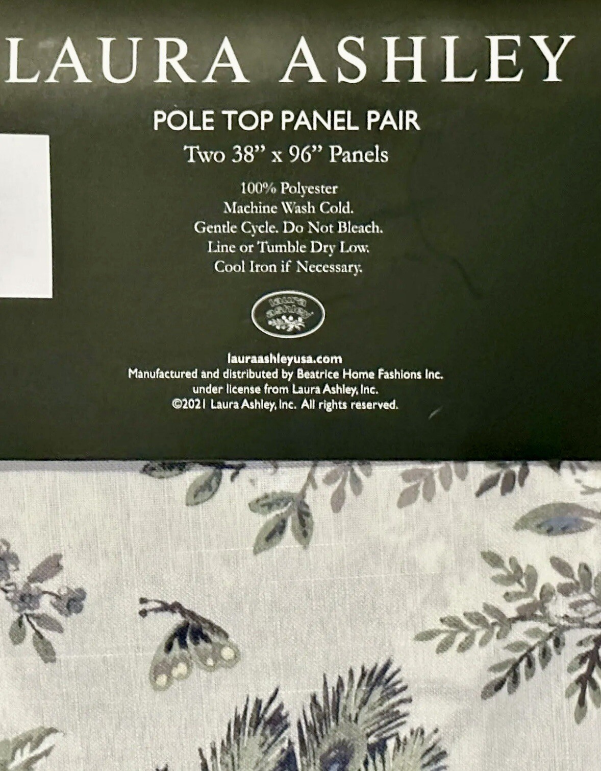 Laura Ashley Belvedere Peacock 2 PC Curtain Panel Set Turquoise 38 x 96 Curtains