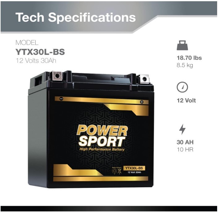 ExpertPower YTX30L-BS Battery Replaces Harley Davidson Road Glide, Road King