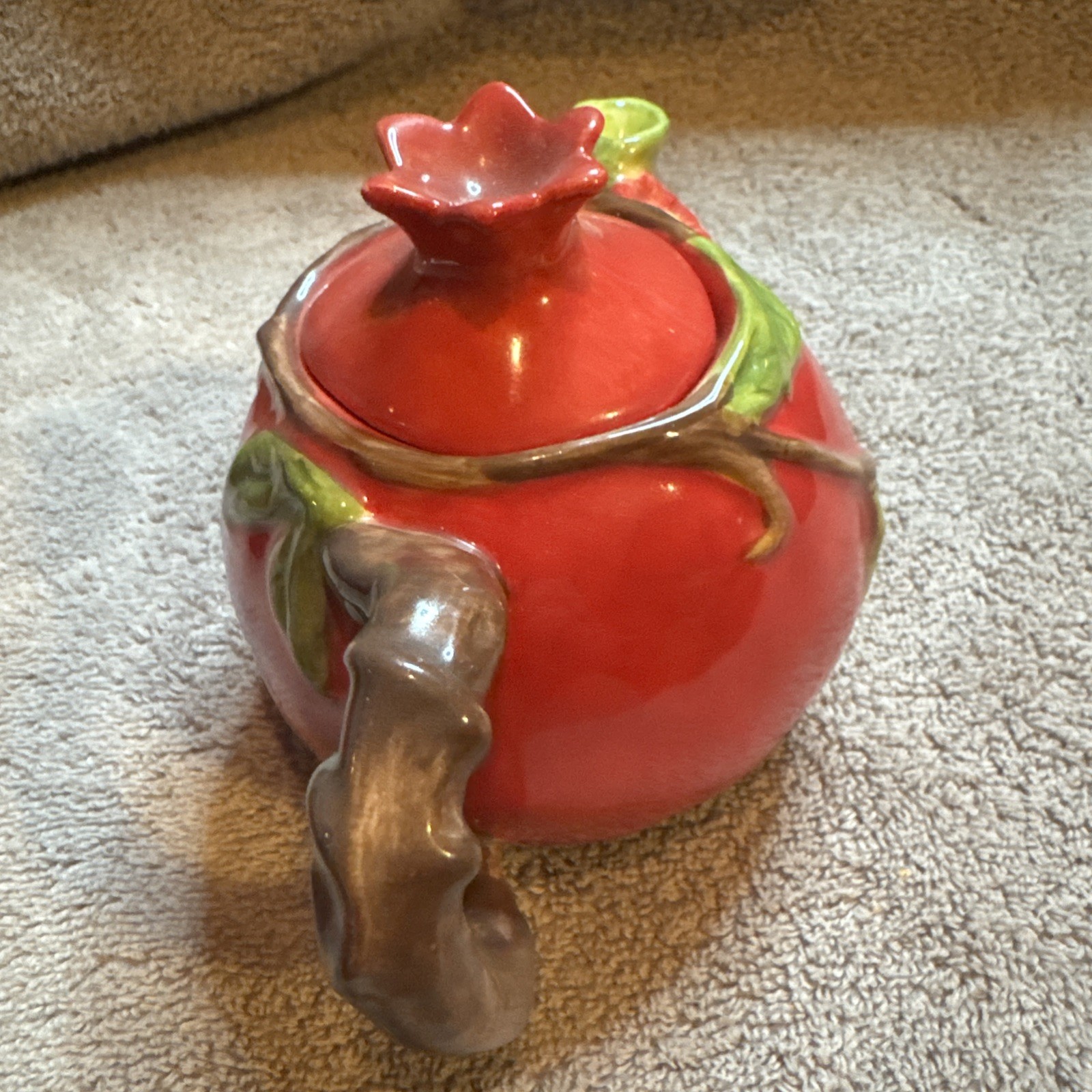 Vtg Lot 6 Ceramic Fruit Teapots: Pear P/apple Peach Pomegranate Watermelon Grape