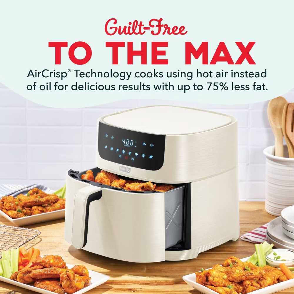 Dash 8qt Tasti Crisp Pro Max Air Fryer Cream