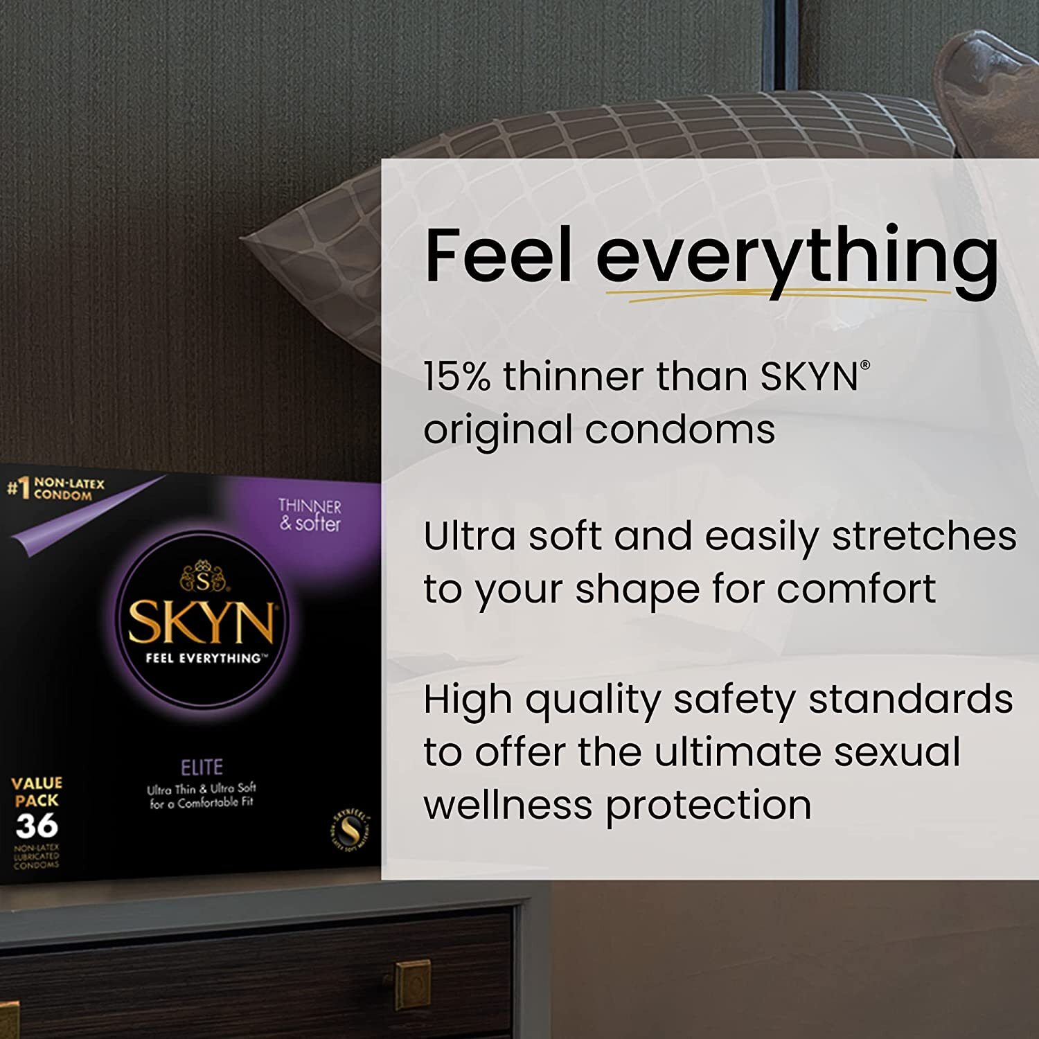 SKYN Elite Non-Latex Lubricated Condoms, 36 Count,10 count