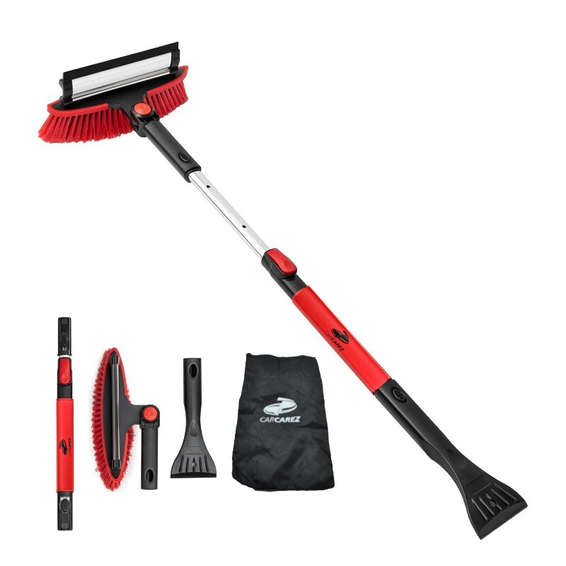CarCarez Extendable Snow Brush with Ice Scraper Squeegee Auto Snow Ice Removal
