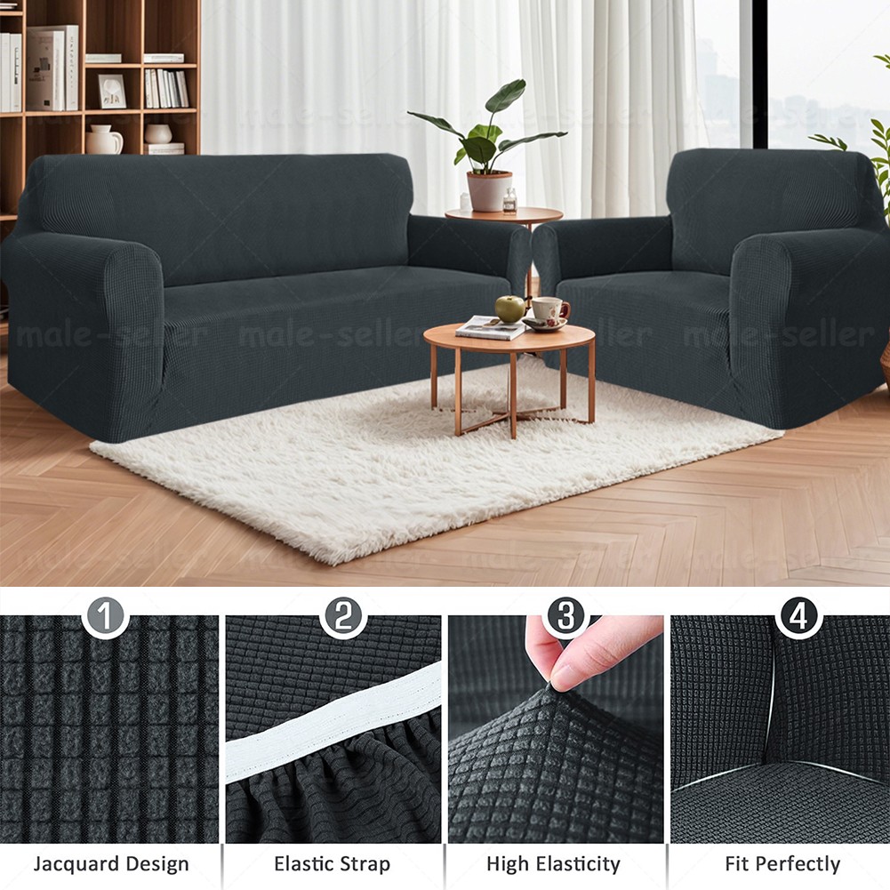 PREMIUM Elastic STRETCH SOFA COVERS Slipcover Protector Settee 1/2/3/4 Seater US