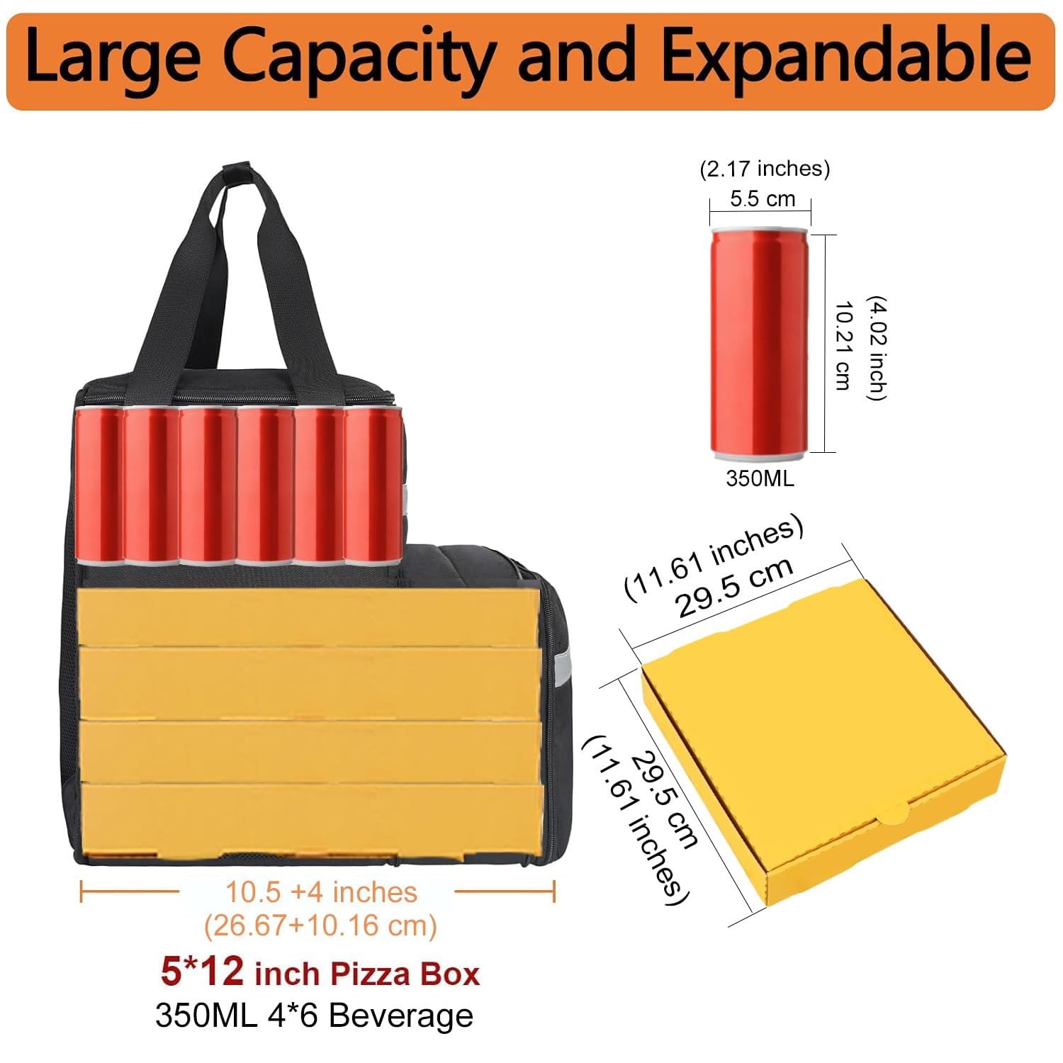 Food Delivery Backpack, Expandable Insulated Food Delivery Bag for Grocery Bike